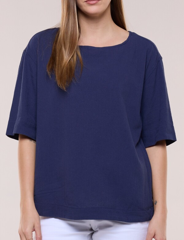 Blusa Algodon Botones AZUL