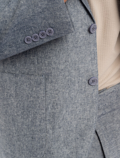 Saco lino liso azul marino