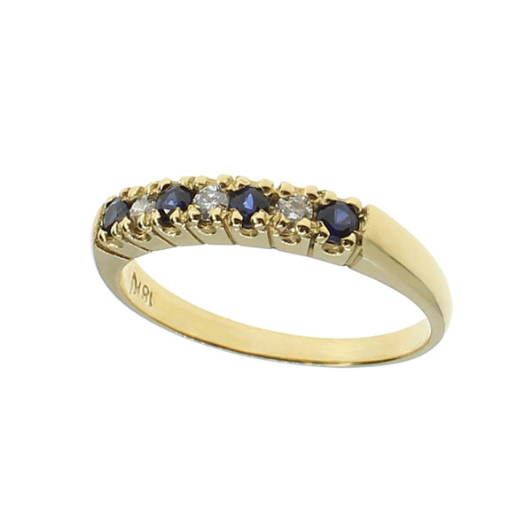 Anillo medio sin fin clásico chico en oro amarillo 18k con brillantes y zafiros Anillo medio sin fin clásico chico en oro amarillo 18k con brillantes y zafiros