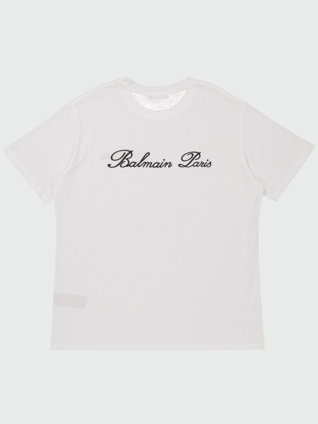 Balmain - Remera de corte holgado con discreto bordado Balmain signature Blanco