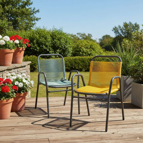 Silla de Jardi­n Simil Rattan Amarillo