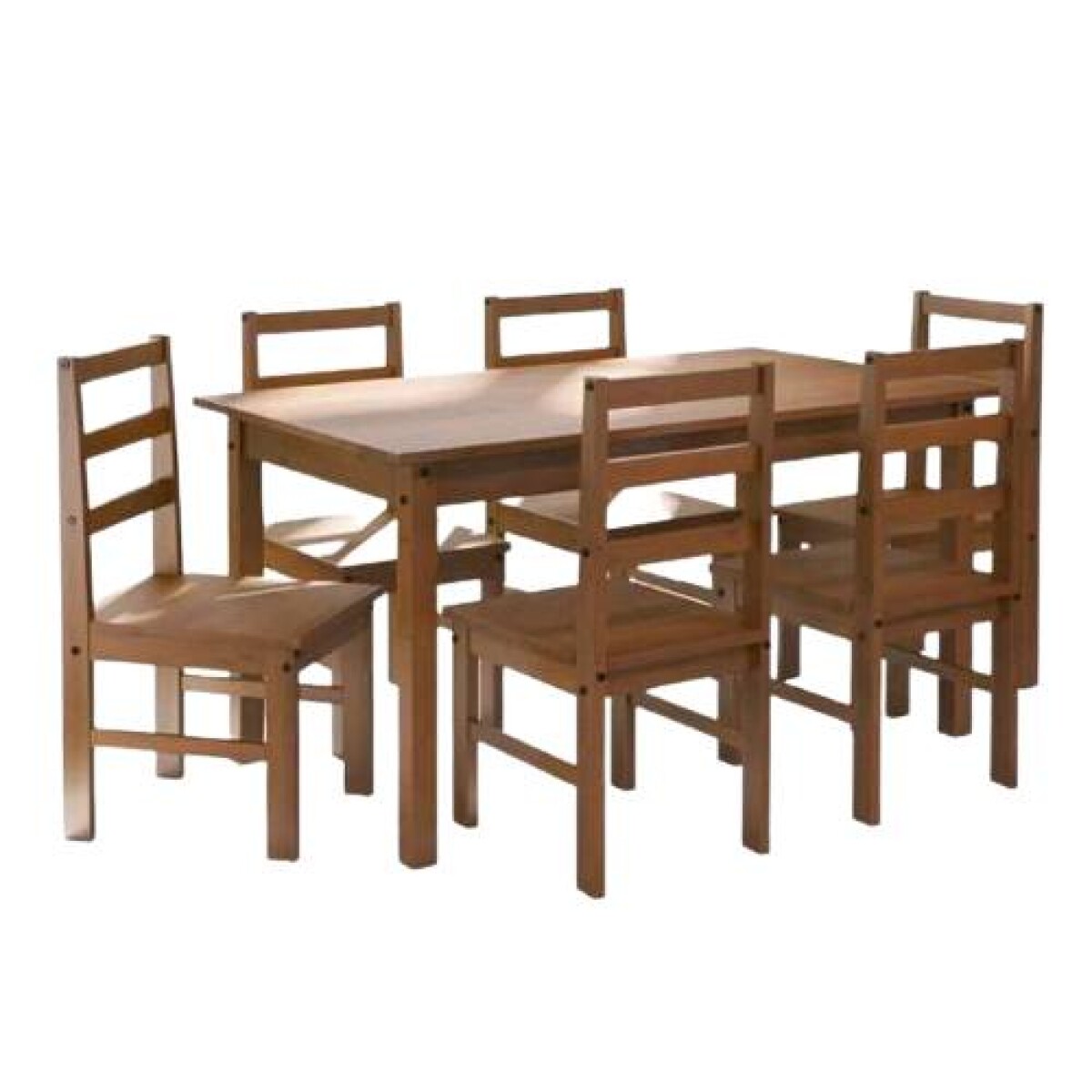 Juego de comedor madera maciza mexico 6 sillas rustico nogal - JULIANOGAL 