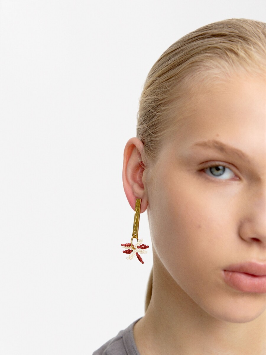 Pendientes De Barra Con Flor De Cuentas multicolor