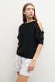 Sweater lurex hombros descubiertos negro