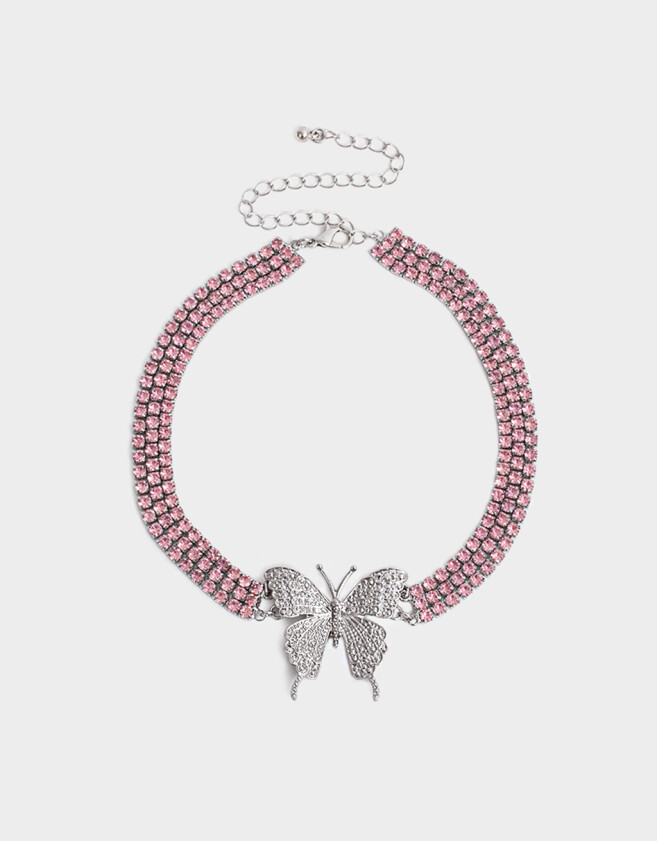 Chokers Con Mariposas Choker Mariposa Strass - Plateado