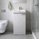 MUEBLE ANGIONI LAQUEADO EN MDF AL PISO - COLOR BLANCO C/ BACHA BLANCA DE CERAMICA BLANCO