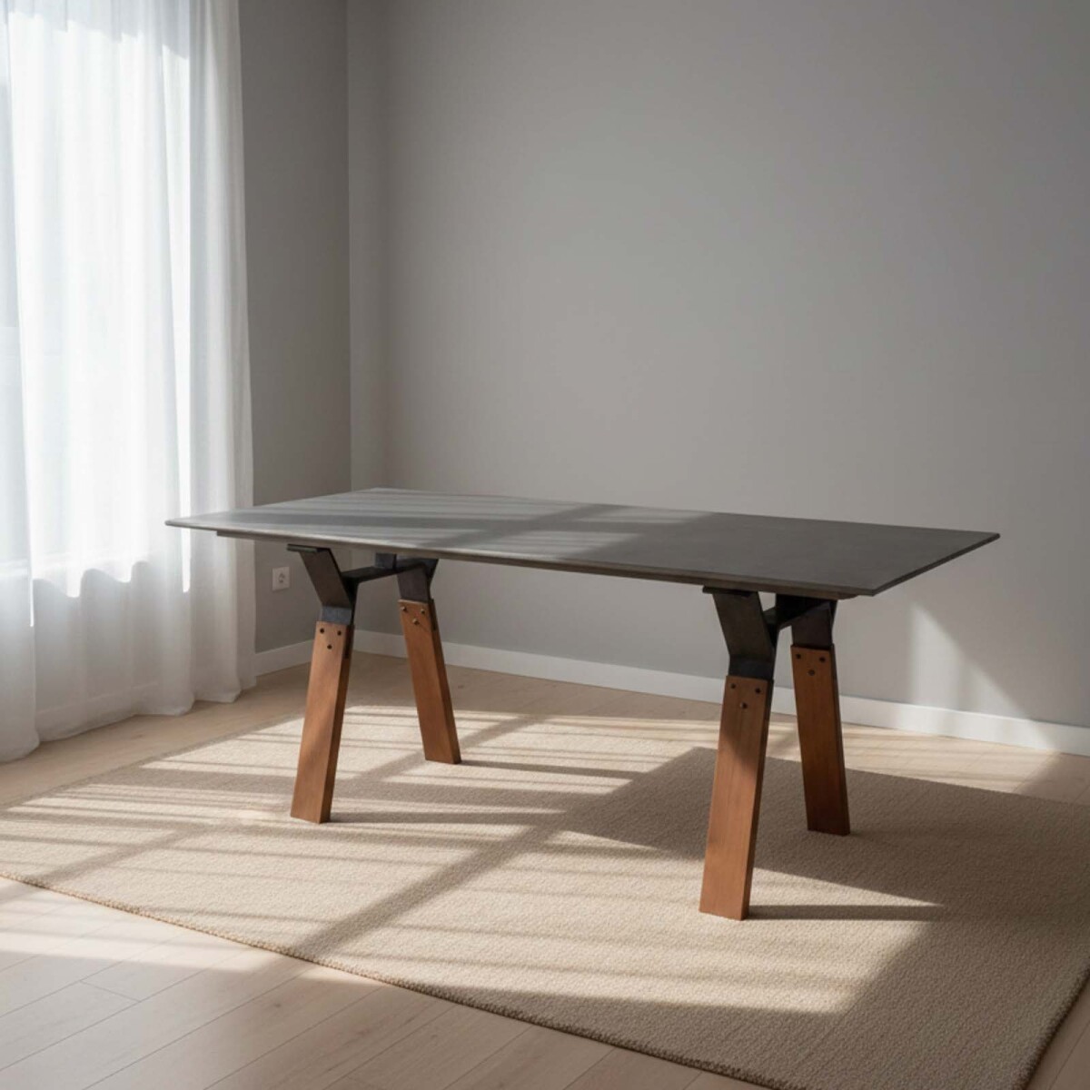 MESA DE COMEDOR - CONCRETO GRIS CEMENTO 