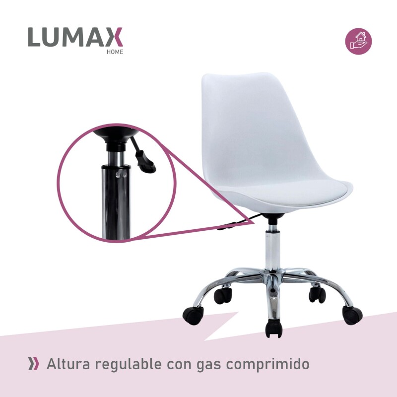 Silla Eames Lumax Para Oficina Con Ruedas Y Altura Ajustable Diseño Ergonómico Blanco