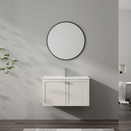 MOBILIARIO BAÑO MUEBLE CON BACHA DE LOZA MDF COLOR BEIGE GAMAS DE BEIGE