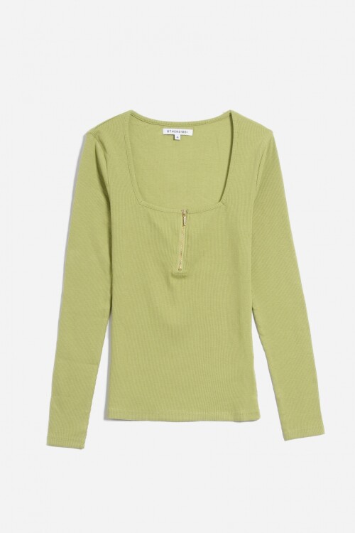 Remera m/l con cierre frontal VERDE