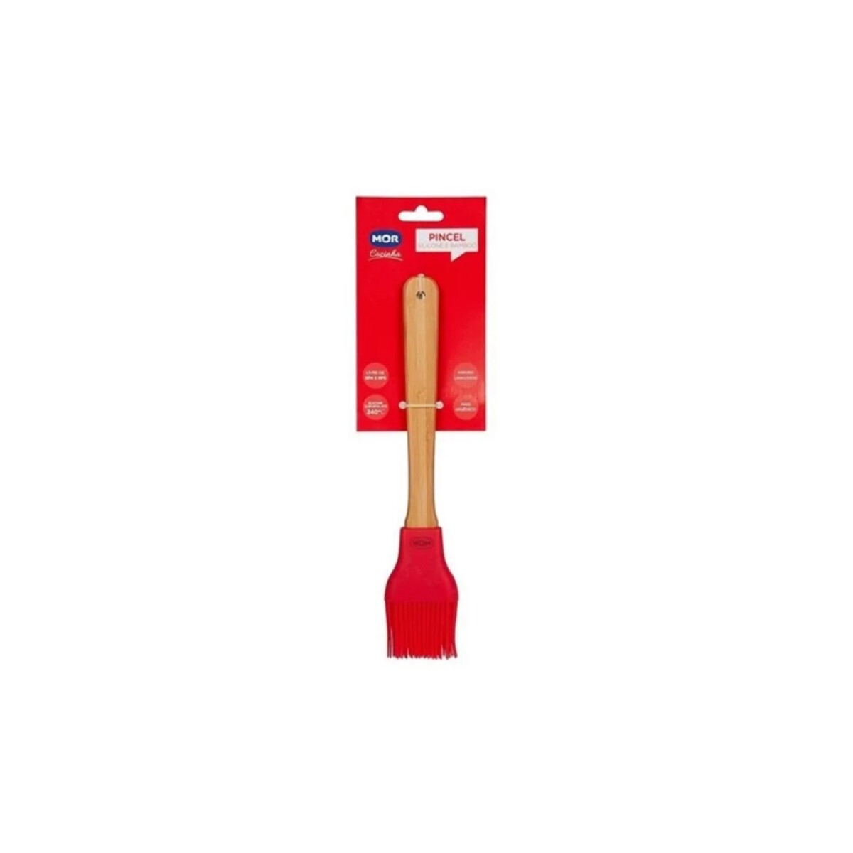 PINCEL DE COCINA SILICONA Y BAMBU MOR - ROJO 