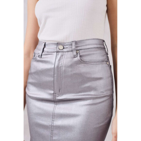 Falda Midi Metalizada Plata