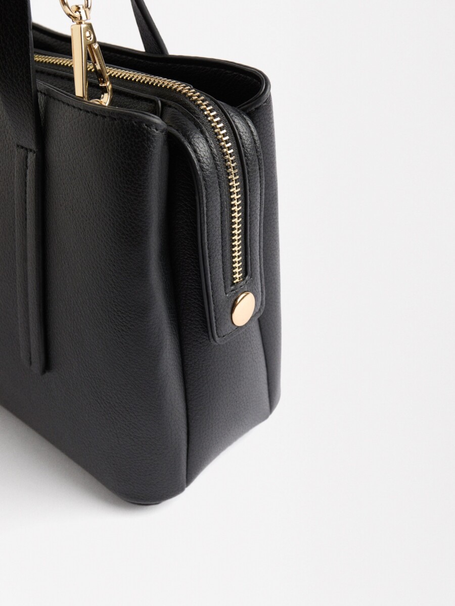 Bolso Tote Con Bandolera negro