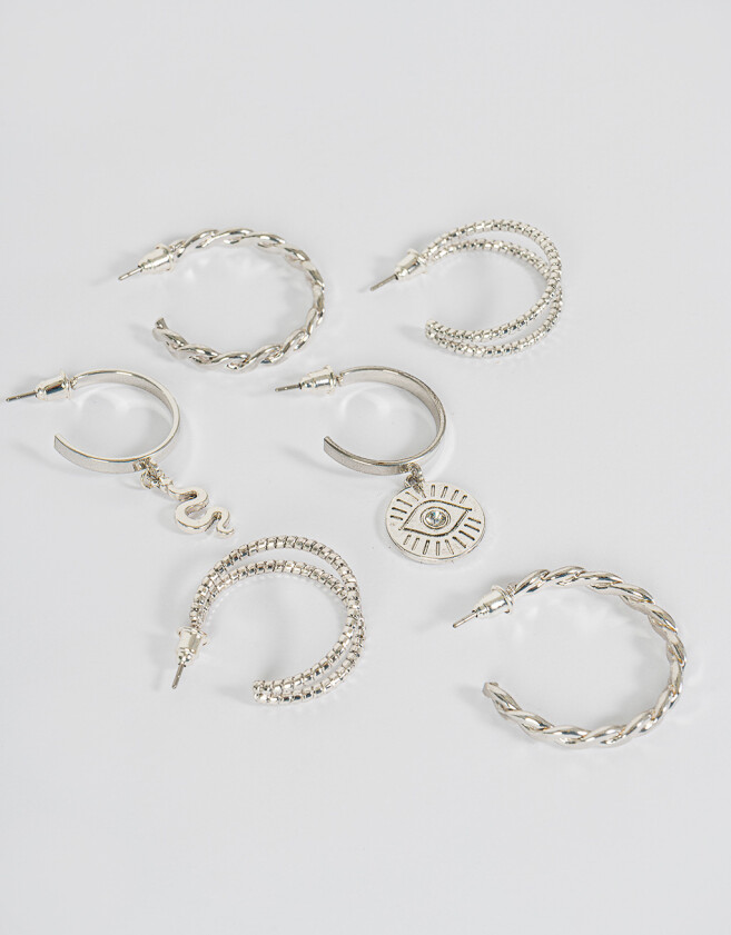 Aros Argollas Set Bañada en Plata Aros Argollas Set Bañada En Plata - Plateado