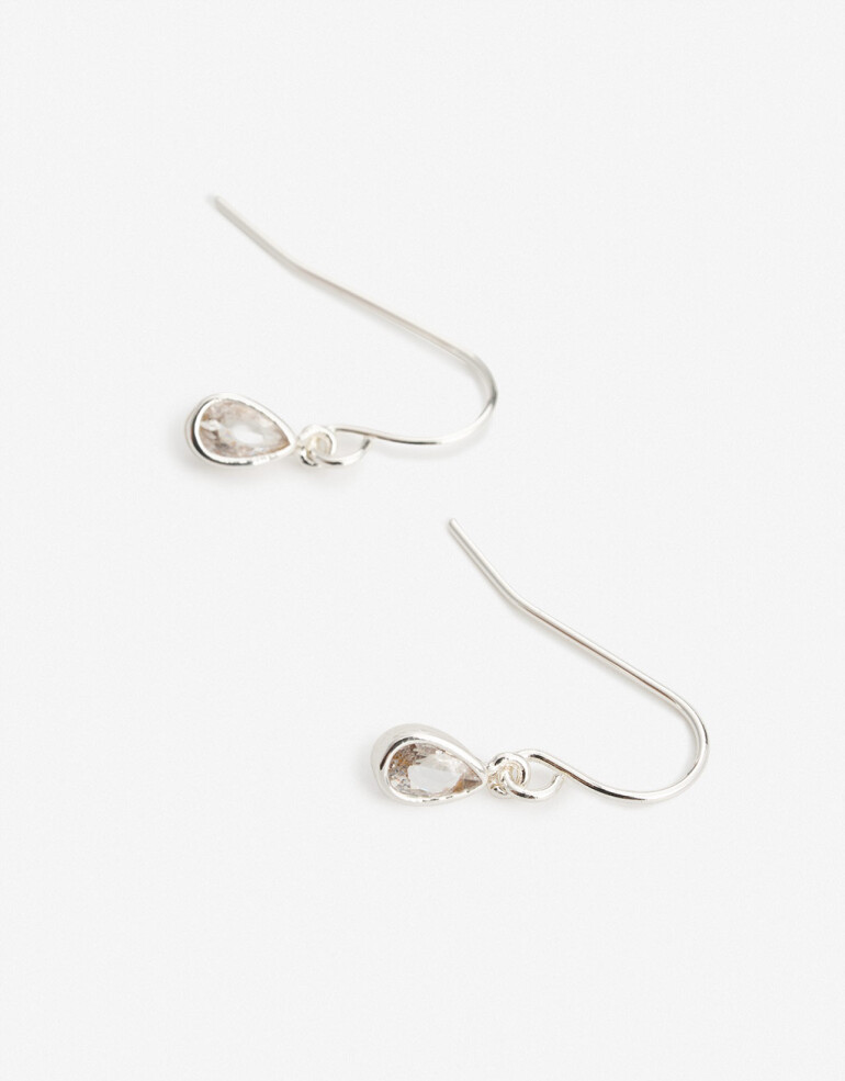 Aros Colgantes Cortos Cubic zirconia Aros Cortos Bañado En Oro - Plateado