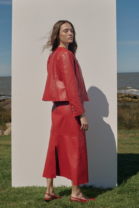 CHAQUETA BRUNA ROJO