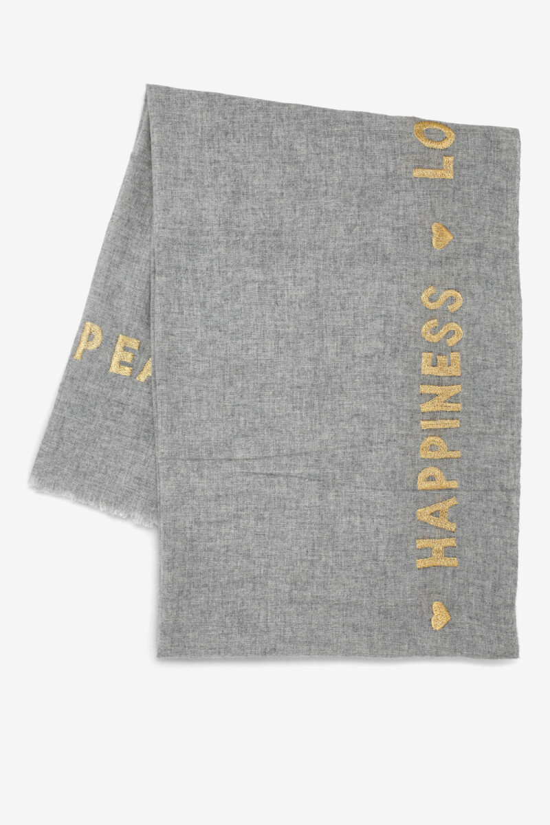 BUFANDA LOVE PEACE HAPPINESS Gris