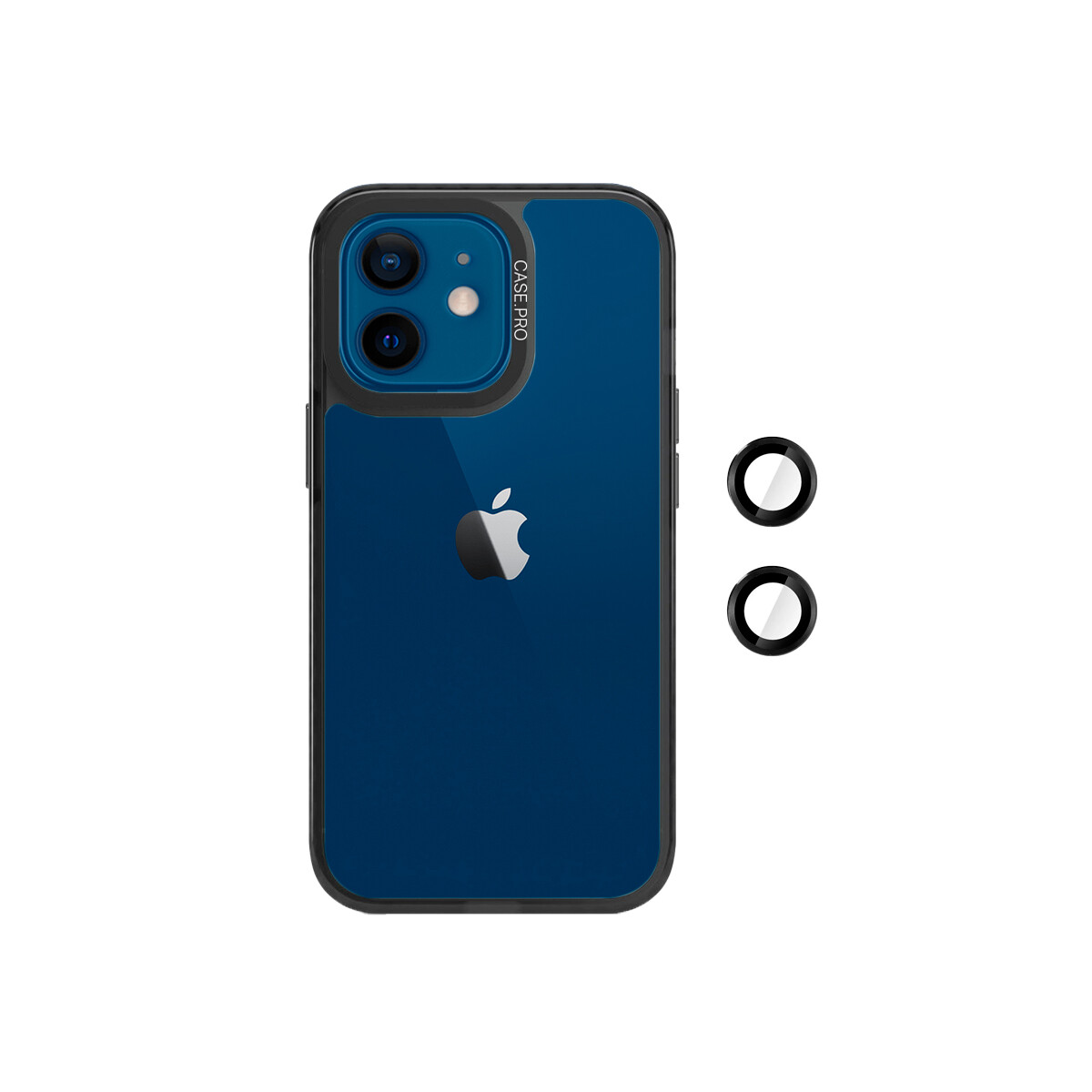 Protector para iPhone 12 borde negro y protector de cámara 