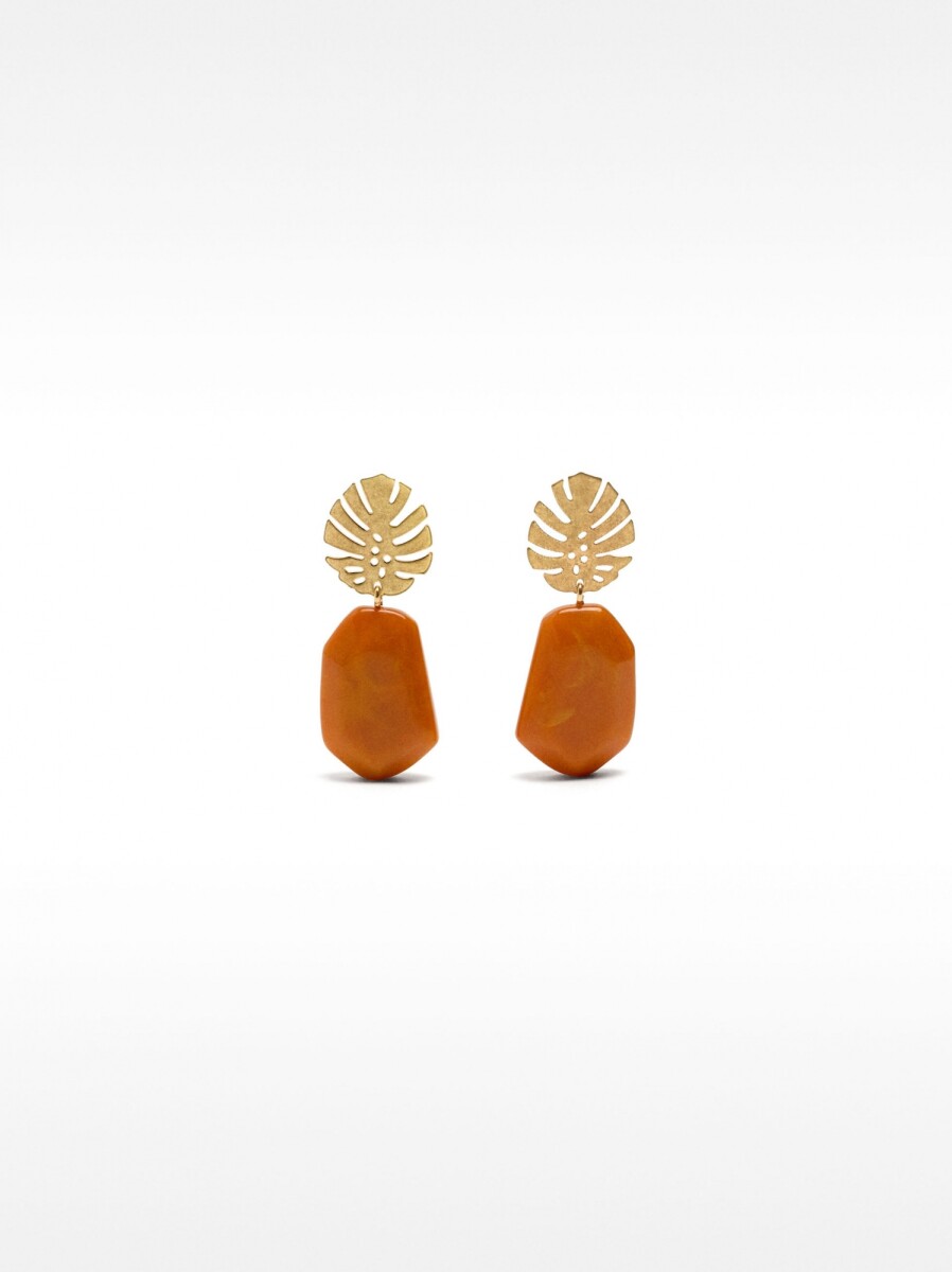 Pendientes Con Efecto Piedra De Hoja - naranja 