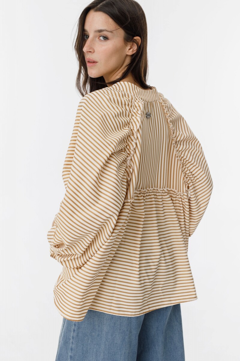 Camisa New Fini Rayas Beige