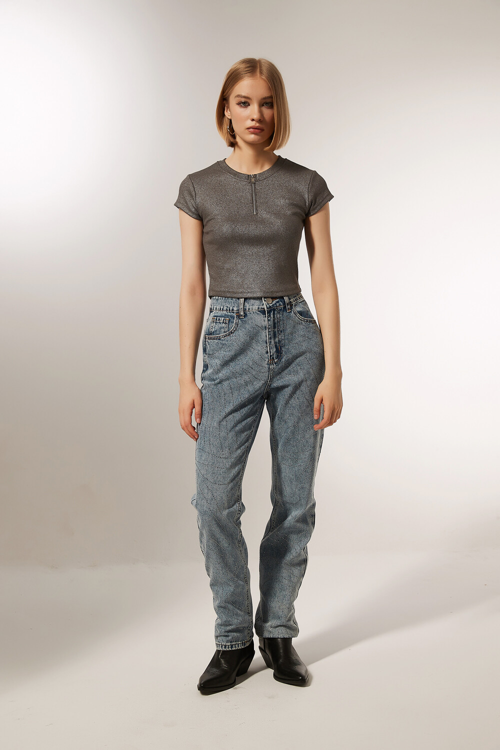 Pantalon Gera Azul Grisaceo