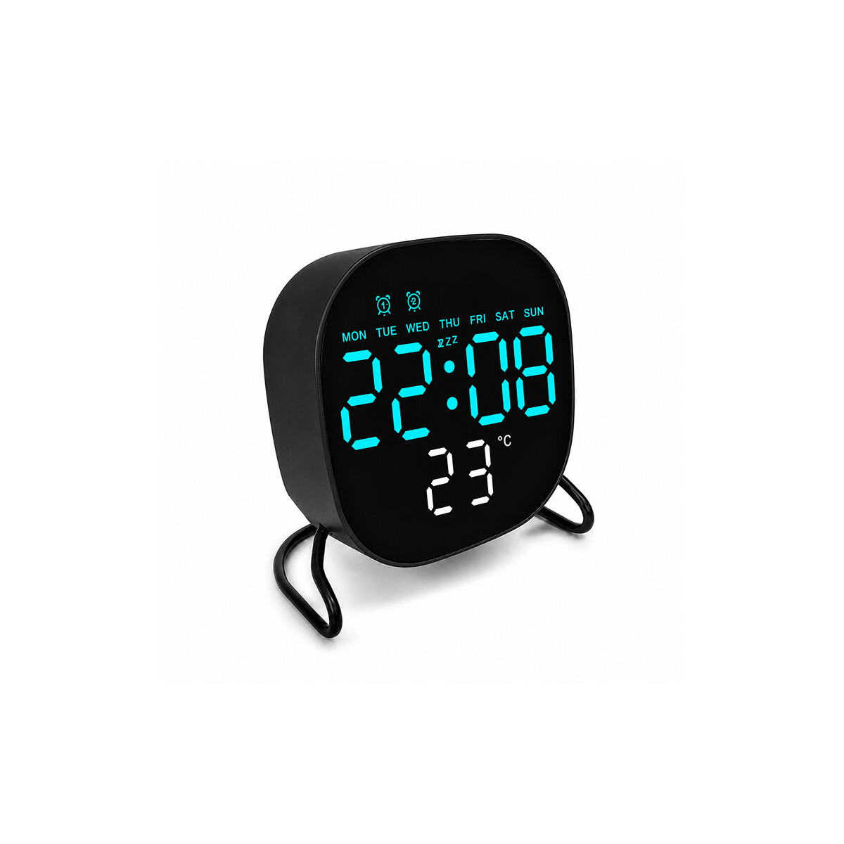 Reloj digital con indicador de temperatura Cuadrado Negro - Azul 