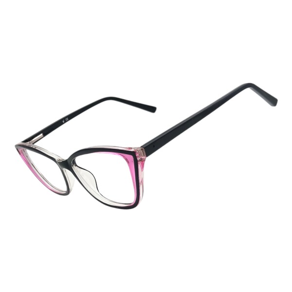 Tipo: Lente de receta. Marca: Vidaltec. Material: Acetato. Color: Rosa cristal combinado con negro. Calibre: Mediano. rosacombinado