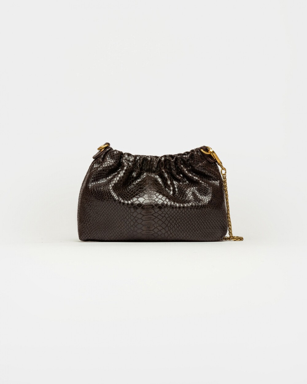 Mini Bag Gina en cuero gamuza anaconda Marron