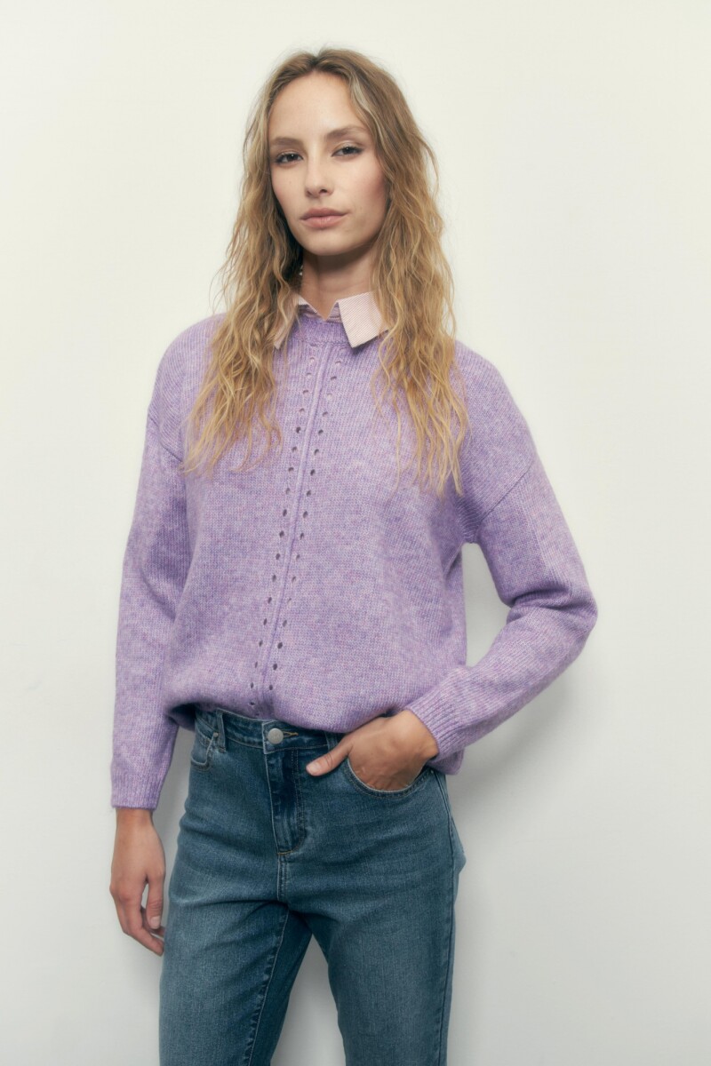 Sweater con detalle calado lavanda