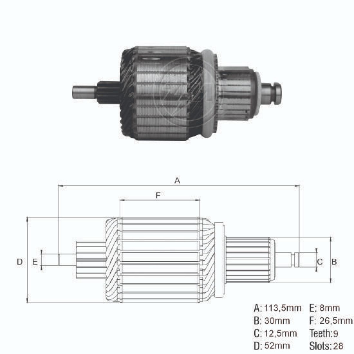 BOBINA ALTERNADOR ARRANQUE FIAT BMW FIAT FORD TOYOTA 28D 9E 113L=BO.191 ZM 