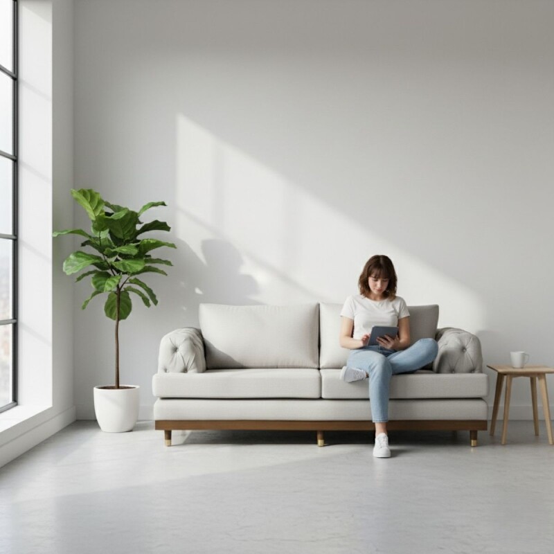 SOFA FLORENCIA CON CAPITONE 3C - CREMA 305540 (CD) Unica