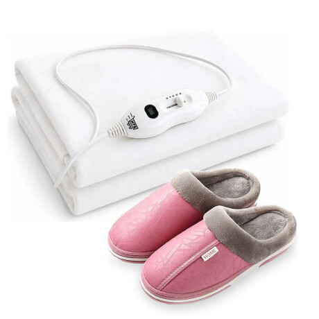 Set Pantufla Cuerina Unisex + Calienta Cama 1 Pza 3 temp HTS Rosa