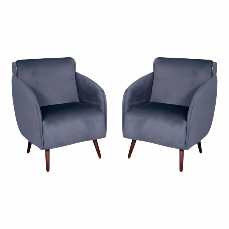 Pack x2 Sillón poltrona 1 cuerpo Lumax Kira nórdico de tela Gris