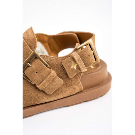 Zueco Gamuza Con Corderito Camel