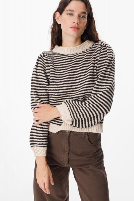 Sweater Fiber Rayas Negro
