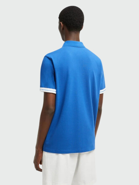 Moncler - Polo de Algodón con Parche con Logotipo Azul