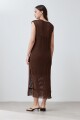 Vestido calado con flecos chocolate