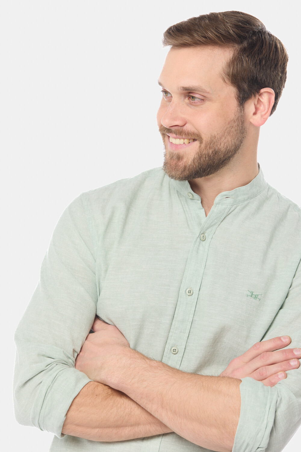 CAMISA DE LINO CUELLO MAO Menta