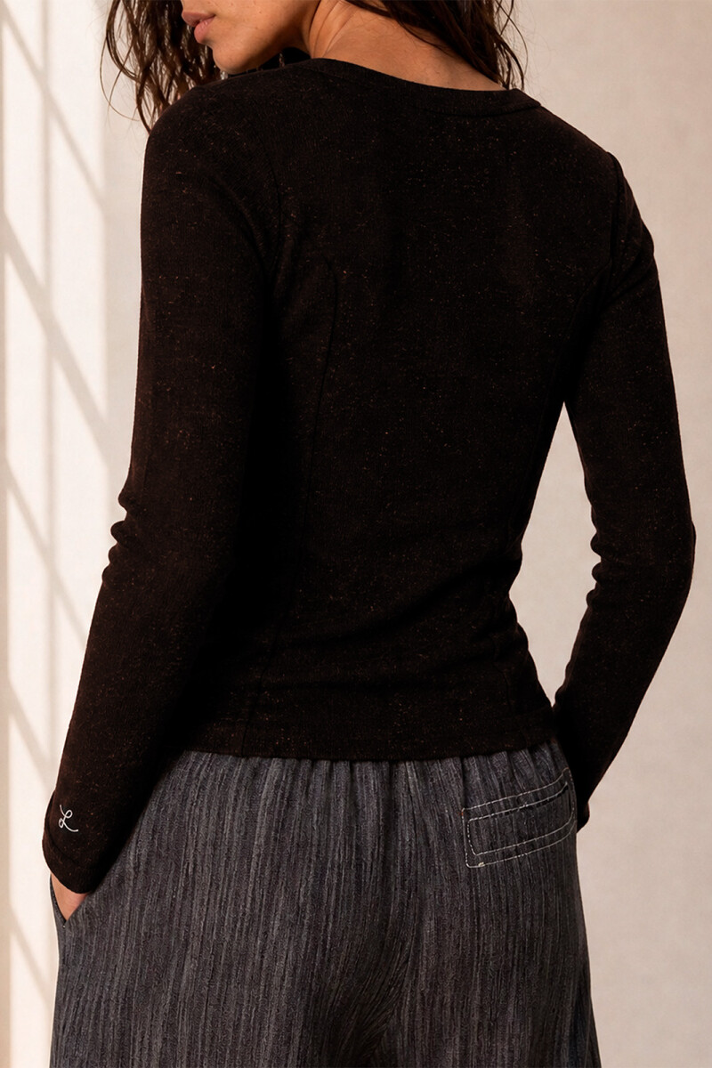 SWEATER U BOUTONE MARRON