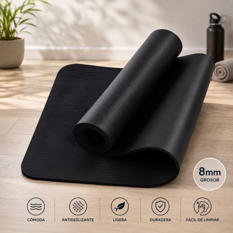 Colchoneta Mat de entrenamiento para yoga y pilates 8 mm Colchoneta Mat de entrenamiento para yoga y pilates 8 mm