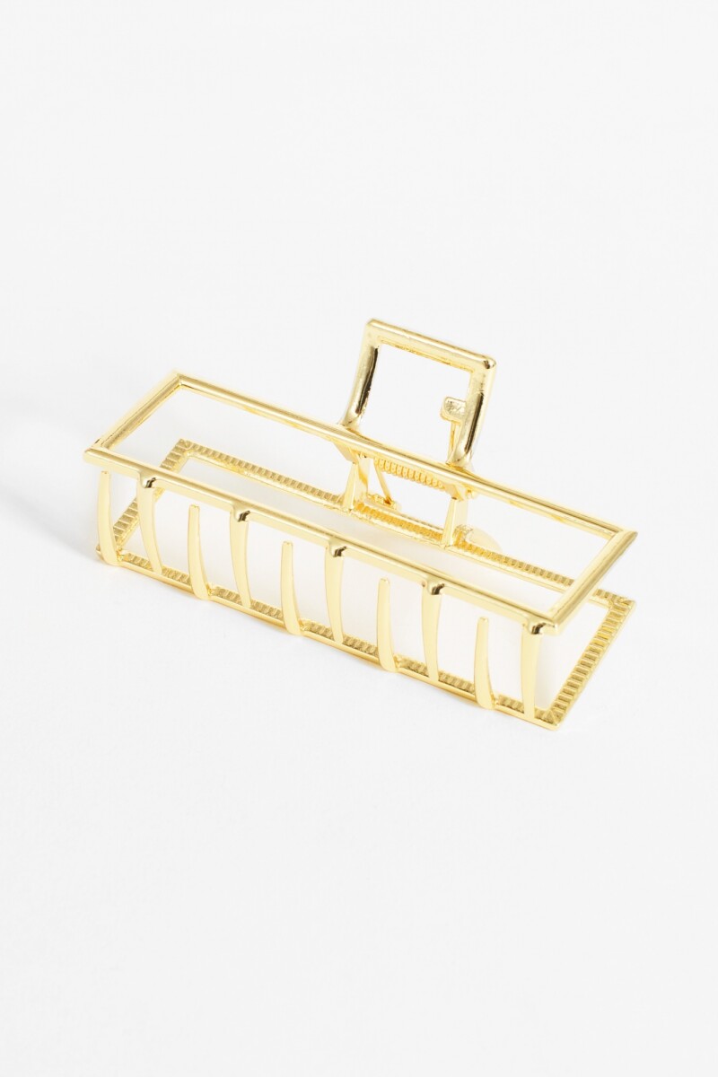 Broche metálico rectangular grande dorado