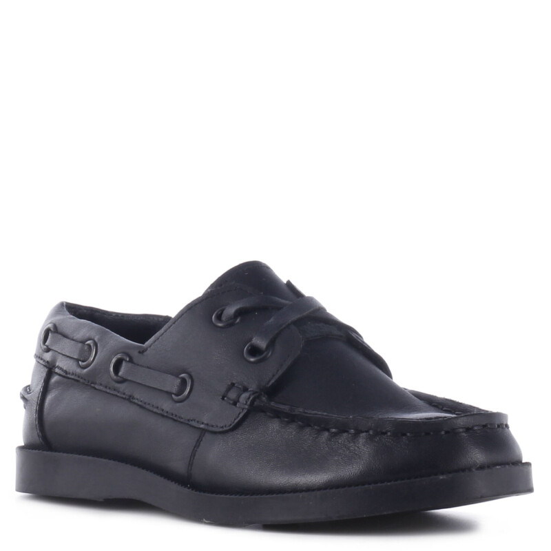 Zapatos de Niño Boomerang nautico MAP de cuero para uniforme Negro