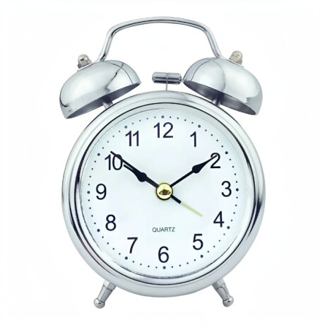 Reloj Despertador Clásico grande Plateado Y Blanco