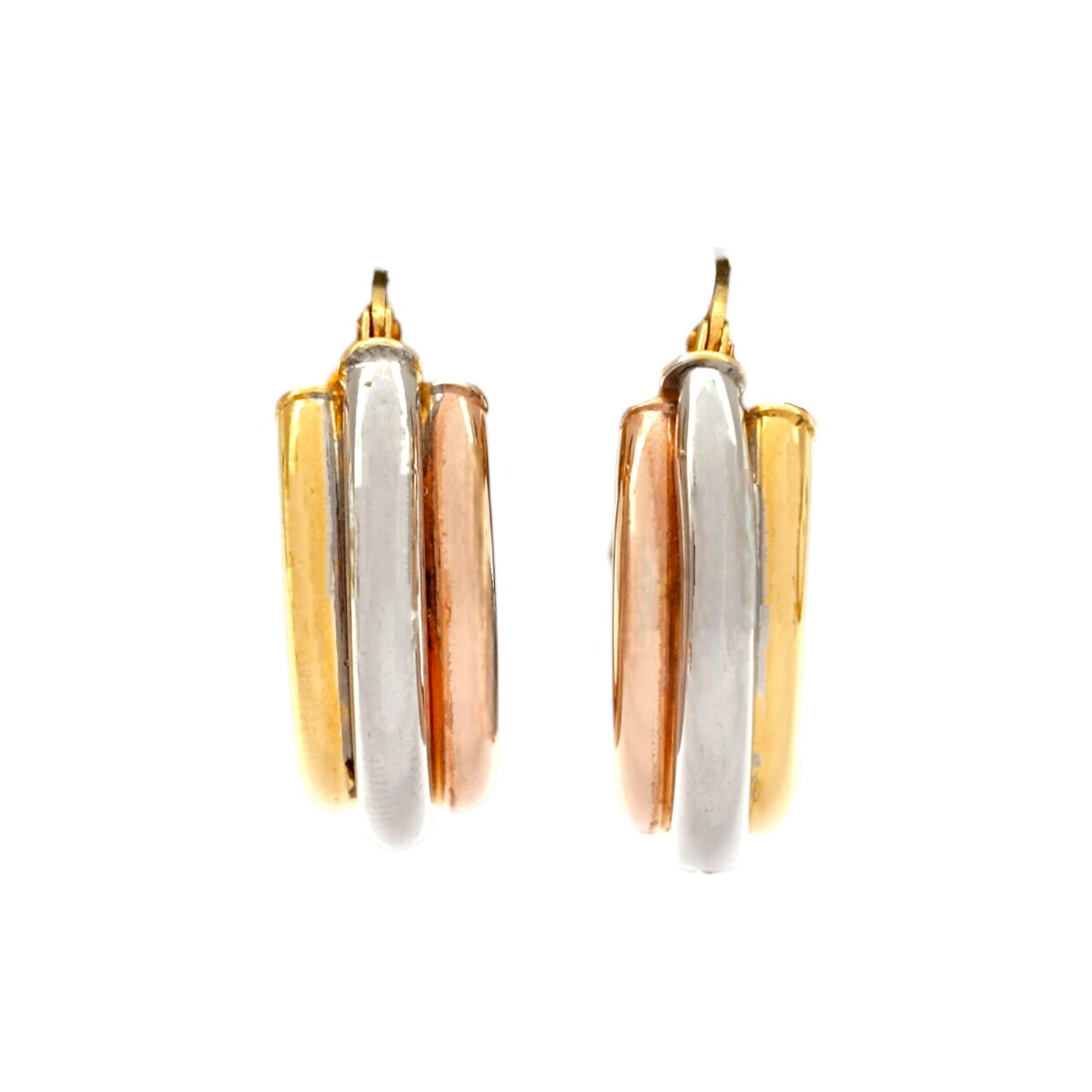 Caravanas aros de oro 3 lineas- Oro bajo - Sin piedra- CA8033 - sinpiedra 