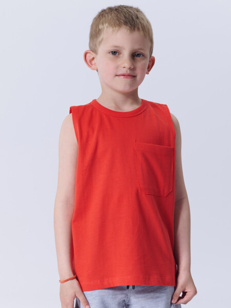 Musculosa con bolsillos Rojo