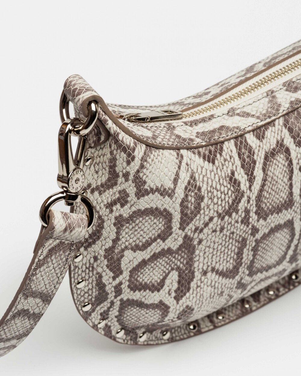 Bandolera Luna En Cuero Snake Print Natural