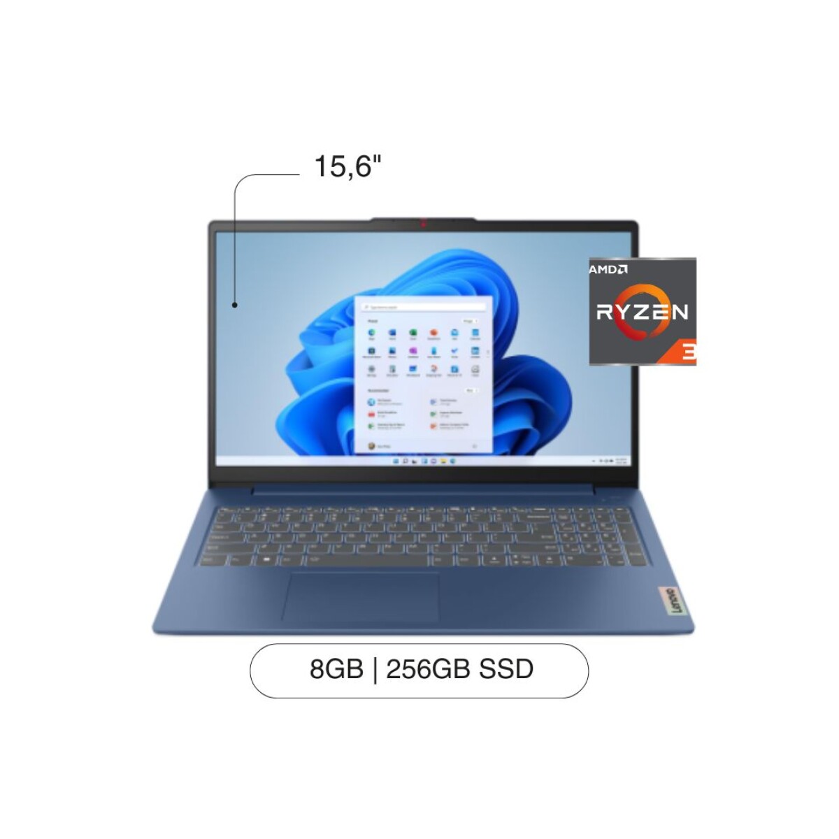 Notebook LENOVO IP Slim 3 15.6' FHD 256GB / 8GB RAM R3-7320U W11 - Blue 