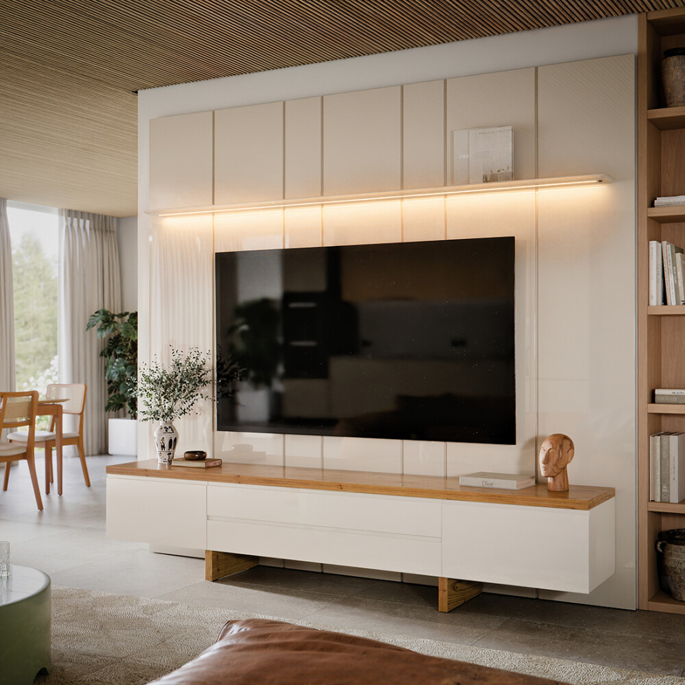 Rack de TV SUD 2.2 - Linea Manhattan Off White / Cinamomo