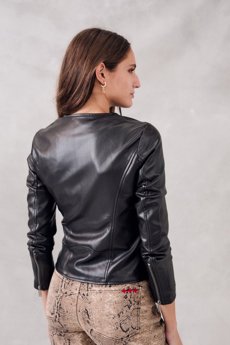Campera Cuero Vegano Negro