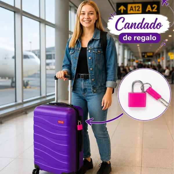 Valija Rigida Carry On Con Mango Telescopico Violeta